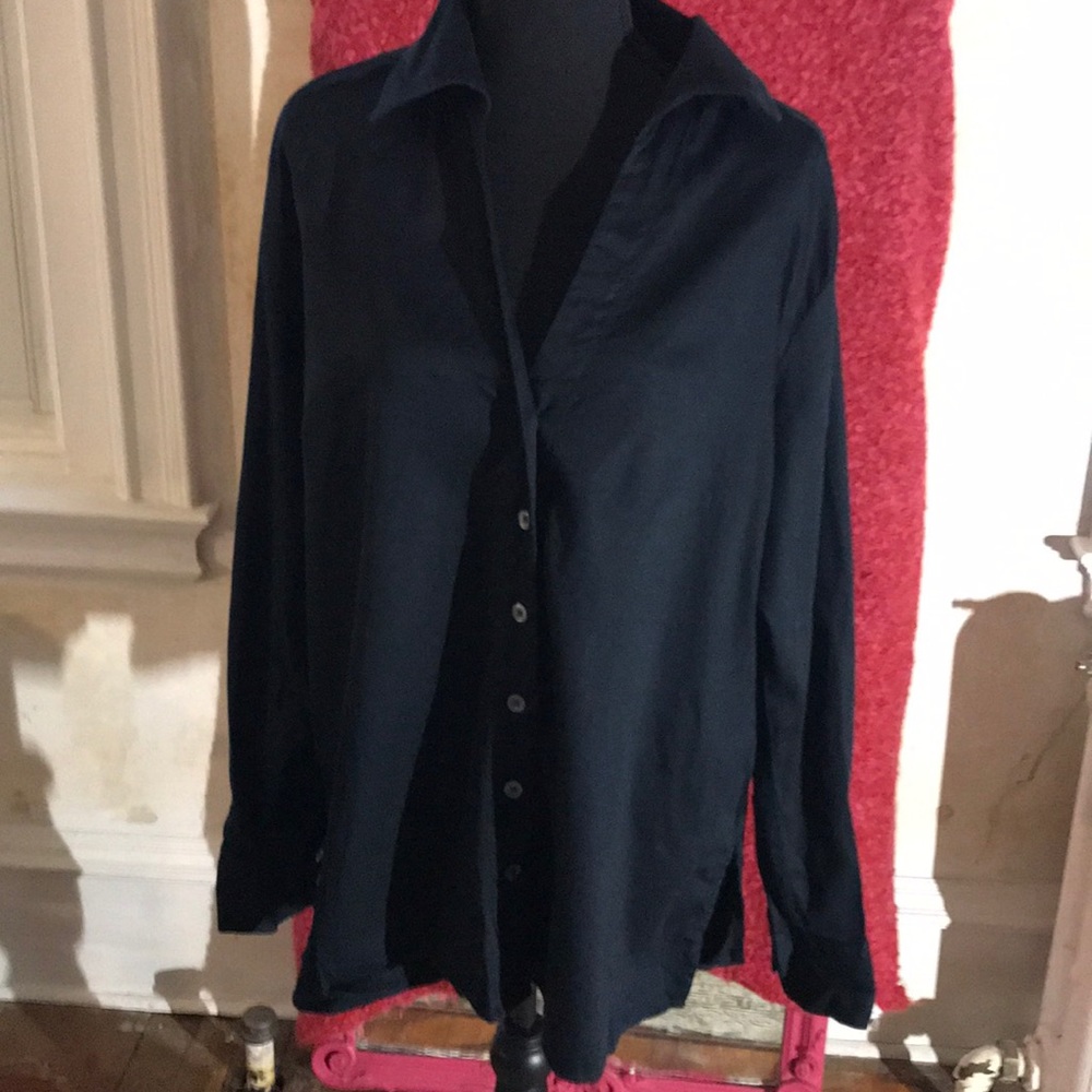 Talbots navy button down shirt